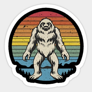 Retro vintage yeti in sunset Sticker